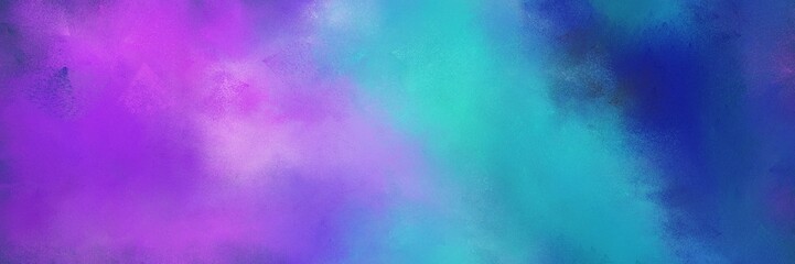 broadly painted banner texture background with teal blue, medium orchid and medium turquoise color. can be used as wallpaper, poster or canvas art