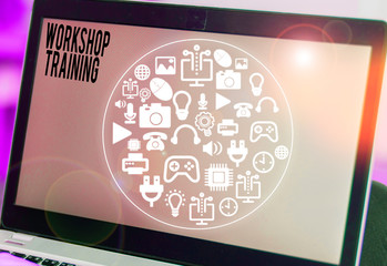 Word writing text Workshop Training. Business photo showcasing participants carry out a number of training activities