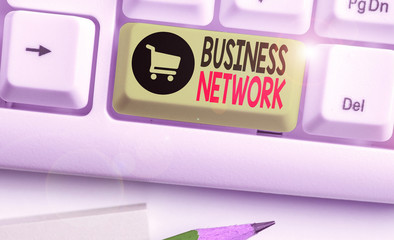 Conceptual hand writing showing Business Network. Concept meaning Interfirm cooperation that allows...