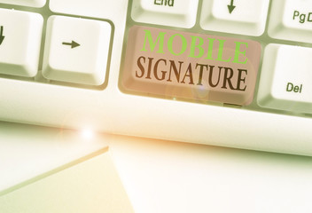Word writing text Mobile Signature. Business photo showcasing digital signature generated either on...