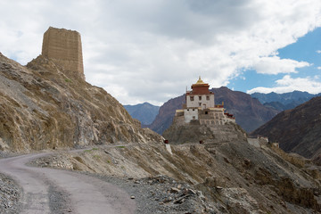 Fototapeta premium Ladakh, India - Aug 23 2019 - Tingmosgang Monastery (Tingmosgang Gompa) in Sham Valley, Ladakh, Jammu and Kashmir, India.