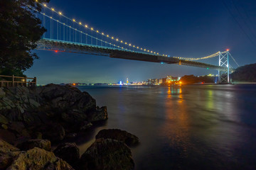 関門海峡と関門橋と早鞆瀬戸夜景DSC3000