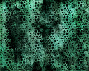Dirty Green Grunge Illustration with Messy Holes on a Black Background