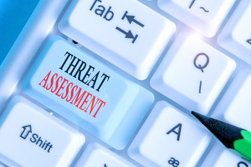 Writing note showing Threat Assessment. Business concept for determining the seriousness of a...