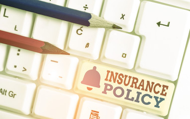 Word writing text Insurance Policy. Business photo showcasing document detailing the terms and conditions of a insurance