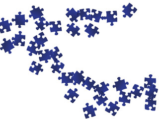 Abstract riddle jigsaw puzzle dark blue parts 