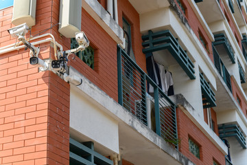 Fototapeta na wymiar CCTV in the corner of a hostel