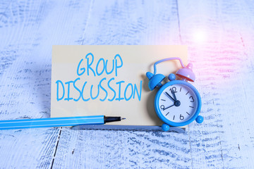 Handwriting text Group Discussion. Conceptual photo gather either formally or informally to bring...