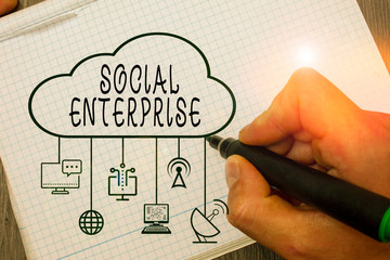 Word writing text Social Enterprise. Business photo showcasing commercial organization that has...