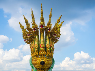 The bow of the Royal Barge Anantanakharat, the sky background