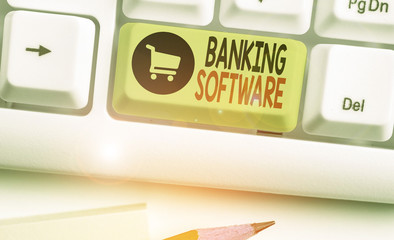 Conceptual hand writing showing Banking Software. Concept meaning typically refers to core banking...