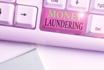 Word writing text Money Laundering. Business photo showcasing concealment of the origins of...