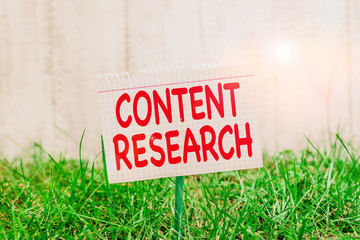 Conceptual hand writing showing Content Research. Concept meaning method for studying documents and...