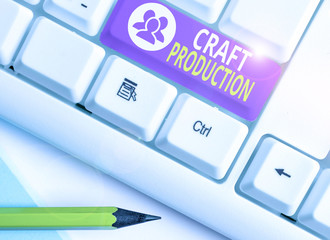 Word writing text Craft Production. Business photo showcasing process of analysisufacturing without...