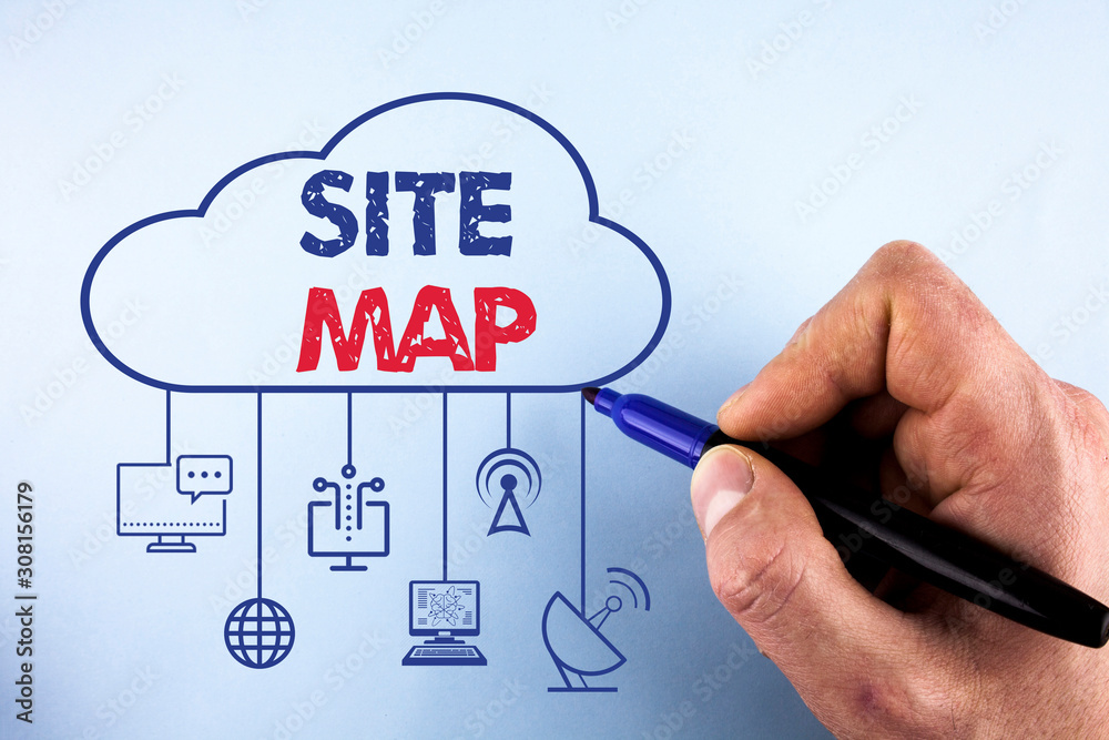 Poster word writing text site map. business photo showcasing designed to help both users and search engines