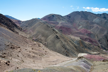 Ladakh, India - Aug 23 2019 - Beautiful scenic view from Between Hemis Shukpachan and Tingmosgang (Temisgam) in Sham Valley, Ladakh, Jammu and Kashmir, India.