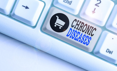 Text sign showing Chronic Diseases. Business photo showcasing A disease or condition that lasts for...