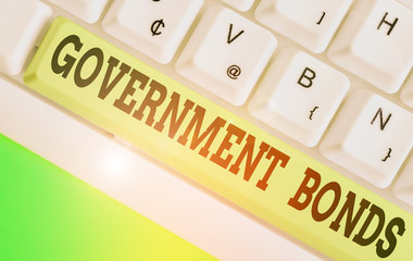 Word writing text Government Bonds. Business photo showcasing debt security issued by a government...