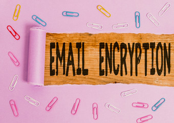 Conceptual hand writing showing Email Encryption. Concept meaning protect the content from being...