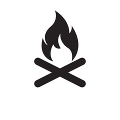 Campfire with firewood icon isolated on white background.