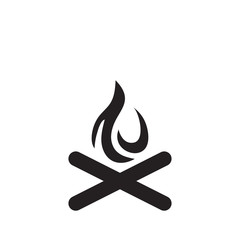 Campfire with firewood icon isolated on white background.