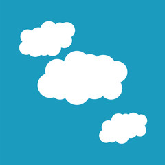 white clouds on blue background isolated vector. Cloud Icon, Cloud Icon Vector. Cloud Icon Flat. Cloud Icon Sign.