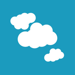 white clouds on blue background isolated vector. Cloud Icon, Cloud Icon Vector. Cloud Icon Flat. Cloud Icon Sign.