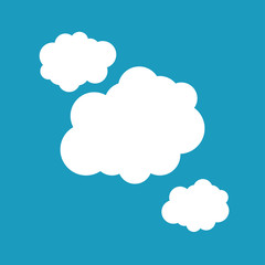 white clouds on blue background isolated vector. Cloud Icon, Cloud Icon Vector. Cloud Icon Flat. Cloud Icon Sign.