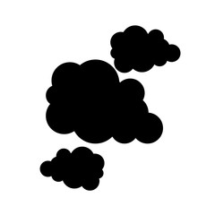 Black clouds on white background isolated vector.
