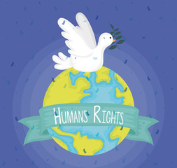 dove flying with olive branch and world planet