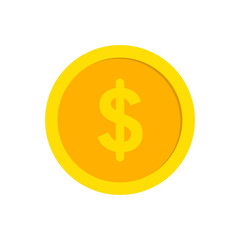 Dollar coin icon. Currency dollar symbol. Coin vector icon. Yellow gold money symbol. Flat vector illustration. 