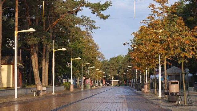 Quiet autumn morning in Lithuanian seaside resort Palanga