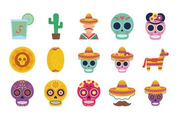 bundle of mexican set icons