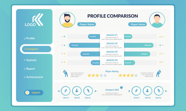 Profile Comparison Infographic On Dashboard Display