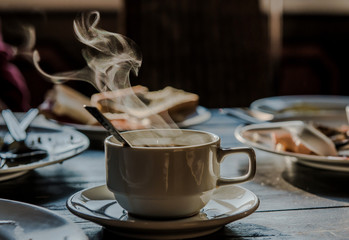 cup of coffee on the table