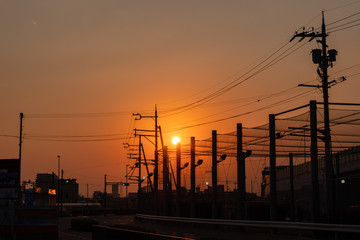 スポーツパークに沈む夕日