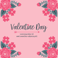 Valentine day card design with abstract pink wreath frame. Vector