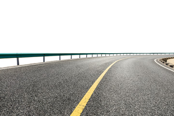 Empty asphalt road highway ground and white background.