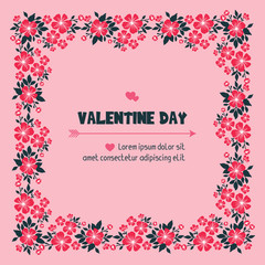 Lettering design of valentine day, with graphic leaf flower frame crowd. Vector