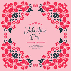 Lettering design of valentine day, with graphic leaf flower frame crowd. Vector