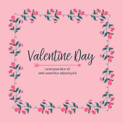 Text for valentine day, with modern leaf flower frame. Vector