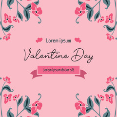 Text for valentine day, with modern leaf flower frame. Vector