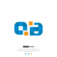Fototapeta premium QB Q B Logo Monogram with Blue and yellow Colors. modern letter logo design