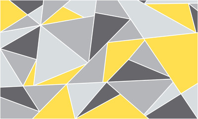 Modern mosaic wallpaper in yellow and grey. Triangle Background