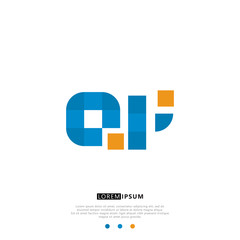 Fototapeta premium QP Q P Logo Monogram with Blue and yellow Colors. modern letter logo design