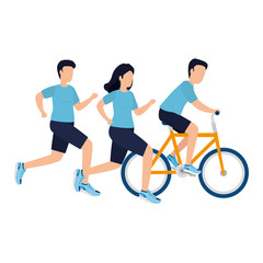 men and woman with bike design, Vehicle bicycle cycle healthy lifestyle sport and transportation theme Vector illustration