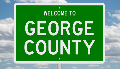 Rendering of a 3d green highway sign for George County