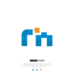 Obraz premium RM R M Logo Monogram with Blue and yellow Colors. modern letter logo design