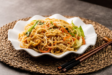Chow mein noodles dish