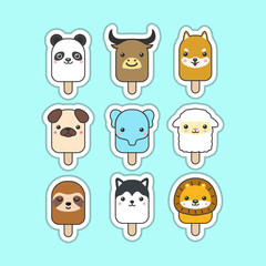 cute popsicles animals character design